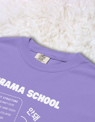K-Drama School Lesson Relaxed Oversize T-shirt 100% Cotton - Purple / Black | K-Drama Fan Gift