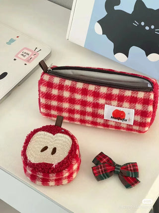 Kawaii Apple Embroidery Pencil Case / Coin Purse