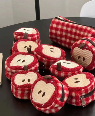 Kawaii Apple Embroidery Pencil Case / Coin Purse