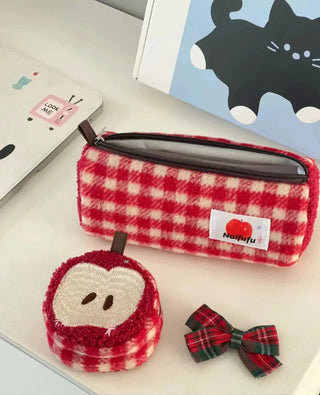 Kawaii Apple Embroidery Pencil Case / Coin Purse