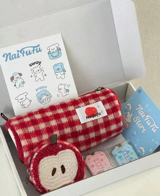 Kawaii Apple Embroidery Pencil Case / Coin Purse