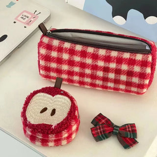 Kawaii Apple Embroidery Pencil Case / Coin Purse