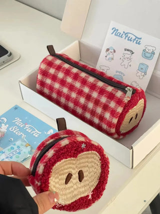 Kawaii Apple Embroidery Pencil Case / Coin Purse