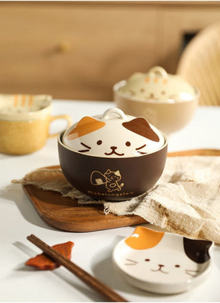 Kawaii Cat Ramen Bowl with Lid Kitchen The Kawaii Shoppu
