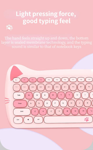 Kawaii Cat Wireless Keyboard & Mouse Set Keyboard The Kawaii Shoppu
