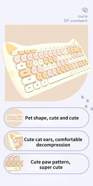 Kawaii Cat Wireless Keyboard & Mouse Set Keyboard The Kawaii Shoppu