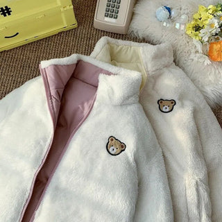 Kawaii Double Sided Cute Love Bear Winter Puffer Jacket Clothing and Accessories by The Kawaii Shoppu | The Kawaii Shoppu