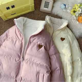Kawaii Double Sided Cute Love Bear Winter Puffer Jacket Clothing and Accessories by The Kawaii Shoppu | The Kawaii Shoppu