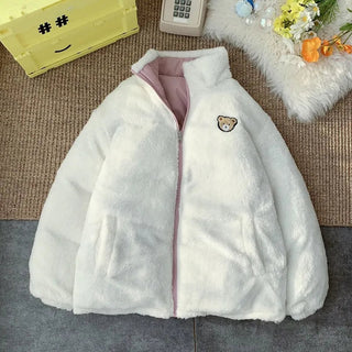 Kawaii Double Sided Cute Love Bear Winter Puffer Jacket Clothing and Accessories by The Kawaii Shoppu | The Kawaii Shoppu