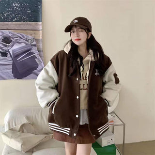 Kawaii Fall Baseball Coat Brown S Clothing and Accessories by The Kawaii Shoppu | The Kawaii Shoppu