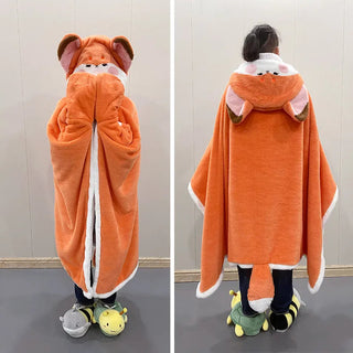Kawaii Fox Plush Hoodie Blanket Robe Clothing and Accessories by The Kawaii Shoppu | The Kawaii Shoppu