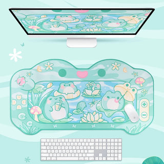 Kawaii Frog Mousepad – Large Anti-Slip Desk Mat