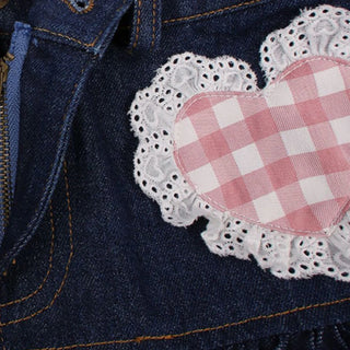 Kawaii Punk Denim Skirt – Preppy Harajuku Y2K Lace Mini Skirt
