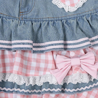 Kawaii Punk Denim Skirt – Preppy Harajuku Y2K Lace Mini Skirt
