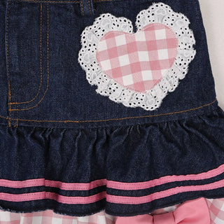 Kawaii Punk Denim Skirt – Preppy Harajuku Y2K Lace Mini Skirt