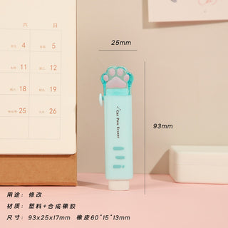 Kawaii Push-pull Design Cat Paw Portable Rubber Eraser Blue Stationery by The Kawaii Shoppu | The Kawaii Shoppu