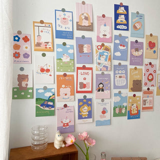 Korean Ins Cute Bear Rabbit Postcard Set Stationery by The Kawaii Shoppu | The Kawaii Shoppu