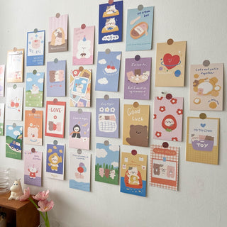 Korean Ins Cute Bear Rabbit Postcard Set Stationery by The Kawaii Shoppu | The Kawaii Shoppu