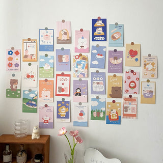 Korean Ins Cute Bear Rabbit Postcard Set Stationery by The Kawaii Shoppu | The Kawaii Shoppu