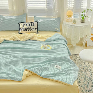 KShoppu Seersucker Washed Cotton Summer Quilt Bedding by The Kawaii Shoppu | The Kawaii Shoppu