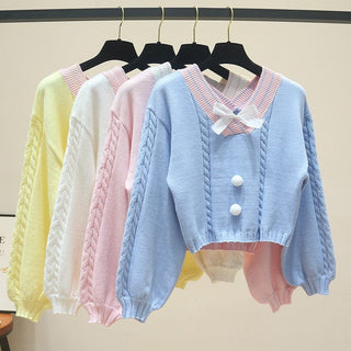 Lucy Lou Knit Crop Sweater One Size Fashion The Kawaii Shoppu
