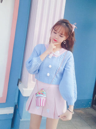 Lucy Lou Knit Crop Sweater One Size Fashion The Kawaii Shoppu