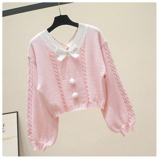 Lucy Lou Knit Crop Sweater One Size Fashion The Kawaii Shoppu