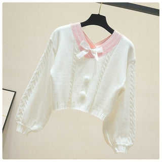 Lucy Lou Knit Crop Sweater One Size Fashion The Kawaii Shoppu