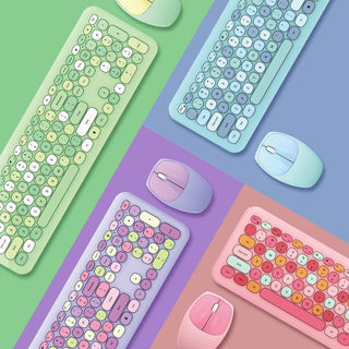 Macaron Wireless Keyboard and Mouse Set 3C The Kawaii Shoppu