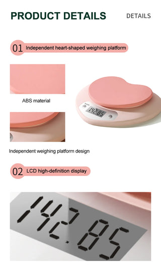 Pink Heart-Shaped Digital Kitchen Scale
