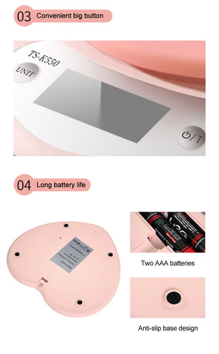 Pink Heart-Shaped Digital Kitchen Scale