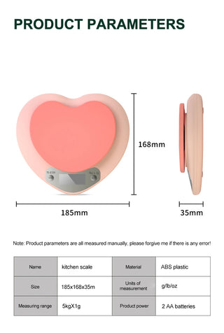 Pink Heart-Shaped Digital Kitchen Scale