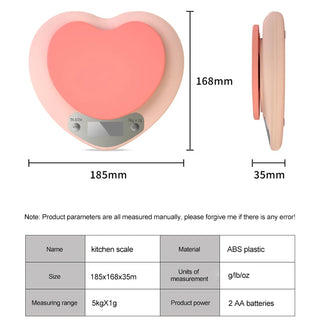 Pink Heart-Shaped Digital Kitchen Scale