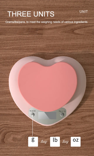 Pink Heart-Shaped Digital Kitchen Scale