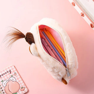 Plush Capybara Pencil Case Clutch Bag – Cute Cartoon Animal Storage Pouch for Students
