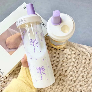 Purple Bow Tumbler with Straw – Kawaii Bubble Tea Cup