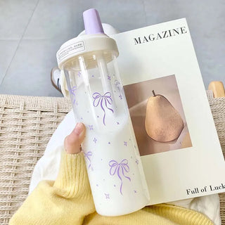 Purple Bow Tumbler with Straw – Kawaii Bubble Tea Cup