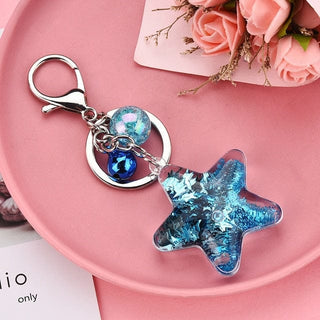Quicksand Star glitter Keyring Blue null The Kawaii Shoppu