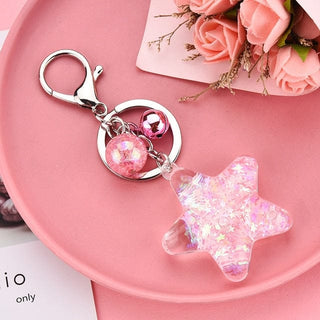 Quicksand Star glitter Keyring Pink null The Kawaii Shoppu