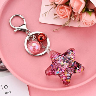 Quicksand Star glitter Keyring Red null The Kawaii Shoppu