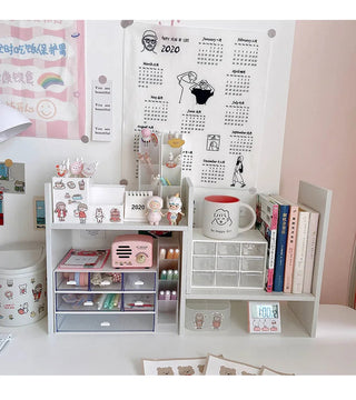 Shoppu INS White MDF Wooden Storage Desk Desktop Display Organiser Shelf MDF Wooden Shelf Home Decor by The Kawaii Shoppu | The Kawaii Shoppu