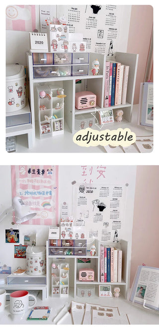 Shoppu INS White MDF Wooden Storage Desk Desktop Display Organiser Shelf MDF Wooden Shelf Home Decor by The Kawaii Shoppu | The Kawaii Shoppu