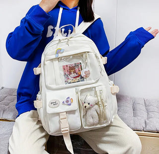 Shoppu Study Essential ITA Multi Pocket School Travel Backpack Bag by The Kawaii Shoppu | The Kawaii Shoppu