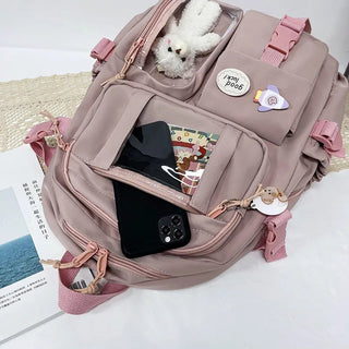 Shoppu Study Essential ITA Multi Pocket School Travel Backpack Bag by The Kawaii Shoppu | The Kawaii Shoppu