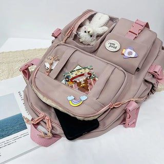 Shoppu Study Essential ITA Multi Pocket School Travel Backpack Bag by The Kawaii Shoppu | The Kawaii Shoppu