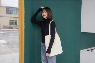 Simple INS Corduroy Shopping Tote Bag Bags by The Kawaii Shoppu | The Kawaii Shoppu