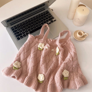 Sweet Girl Retro Loose Knitted Crop Top One Size Clothing and Accessories by The Kawaii Shoppu | The Kawaii Shoppu