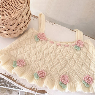 Sweet Girl Retro Loose Knitted Crop Top One Size Clothing and Accessories by The Kawaii Shoppu | The Kawaii Shoppu