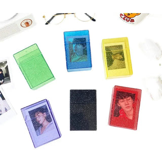 Transparent Glitter Photo Card Storage Box Holder Storage Boxes & Bins by The Kawaii Shoppu | The Kawaii Shoppu