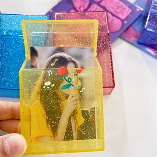 Transparent Glitter Photo Card Storage Box Holder Storage Boxes & Bins by The Kawaii Shoppu | The Kawaii Shoppu